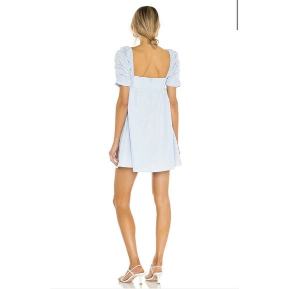 Amanda Uprichard Ariana Dress Powder Blue Romantic Party Puff Sleeve L NWOT $251 - Picture 3 of 5